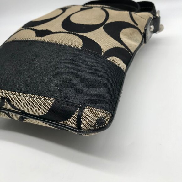 Coach Beige And Black Canvas Signature Stripe Crossbody Bag - Picture 6 of 10
